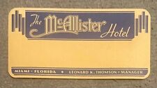 Vintage Miami Florida McAllister Hotel Luggage Shipping Label picture