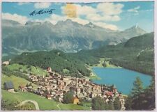 Switzerland St Moritz Aerial View Mountains & Town VTG Postcard Posted 1959 picture