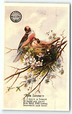 c1880 CLARK'S MILE-END SPOOL COTTON THE INNET BIRDS NEST TRADE CARD P1977 picture