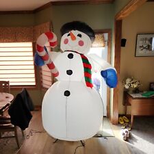 Gemmy Frosty The Snowman 8 Ft Black Hat Airblown Inflatable Christmas Candy Cane picture