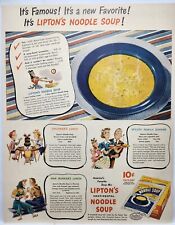 1944 Liptons Noodle Soup Lunch Dinner Menu Vintage Print Ad Man Cave Art Poster picture