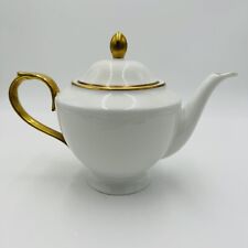 Ralph Lauren Hampton’s Tea White Porcelain Teapot Gold Trim Large picture