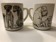 The Cache Black & White Dog Mugs Set Of 2 Vintage 1987 1988 picture