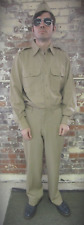 Vtg US Military Uniform 1940's Shirt, Pants, Hat WW2 Tan Tropical Wool 15.5 x 30 picture