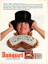 Vintage advertising print Food BANQUET Chocolate Cream Pie Like Downtown hat picture