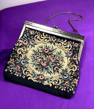 Vintage / Antique Floral Tapestry Purse w/Chain picture
