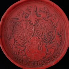 Antique German Royalty Wax Seal Document Imperial Eagle Coat Arms Royal Cypher picture
