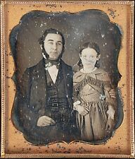 Father Young Daughter Long Sideburns Braided Hair 1/6 Plate Daguerreotype S887 picture