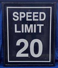 Vtg Black Porcelain Coated Mid-Century 1940’s 50s Speed Limit Street Sign 20mph  picture