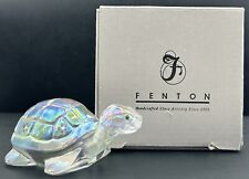 Fenton Iridescent Glass Turtle Figure Paperweight Hand Painted Signed S Kisner picture