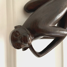 Dark Wooden Monkey Figurine Decor Hangs from the Tail from made in Panama picture