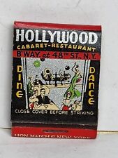 Vintage 1930's HOLLYWOOD CABARET RESTAURANT Matchbook Cover New York City NY picture