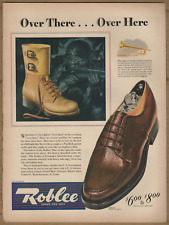 1943 WWII Combat Boots Vintage Print You Ad Roblee By Brown Shoe Co St Louis, MO picture