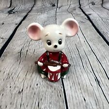 Vintage Lefton Porcelain Musical Drummer Holiday Mouse Figurine Made In Japan picture