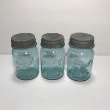 Antique Ball Perfect Mason Jars 1923-1933 Blue Pint Molds #3, #4 & #8 Lot Of 3 picture
