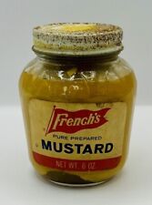 Vintage French’s Prepared Mustard Ribbed Glass Jar Metal Lid 1960's picture