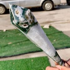 278G Natural green moss agate quartz crystal single end rod targeted therapy picture
