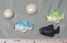 Vintage set of chalkware small gold fish wall decor picture