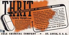 1940's Cole Chemical Company ST Louis THRIT Medicine Ink Blotter USED picture