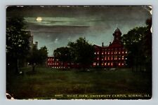 Normal IL, University Campus By Moonlight, Tower Illinois c1912 Vintage Postcard picture