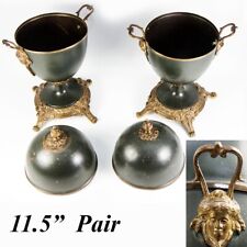 Pair of Napoleon III French Cassolets or Mantel Vase, Ornaments w Lids, Figural picture