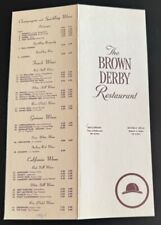 BROWN DERBY RESTAURANT MENU HOLLYWOOD CA 1960s picture