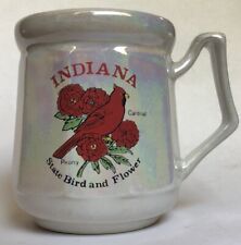 Vintage Kitsch Indiana State Bird and Flower Coffee Mug Glazed Ceramic 10 Oz picture