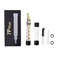 7pipe twisty glass blunt 5 inch Smoking Tobacco Pipe Rotating Metal Tip gold picture
