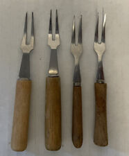 Vtg Mini Appetizer Forks Wood Handles Japan Assorted Lot of 4 picture