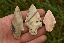 Lot of 3 authentic adena/gary flint arrowhead/knife artifacts from Missourri picture
