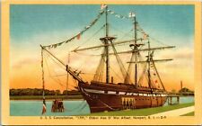 USS Constellation 1797 Oldest Man O War Afloat Naval Ship Postcard Newport,RI  picture