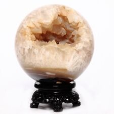1108g Natural Agate Geode Sphere Crystal Ball Healing Energy Decoration picture