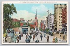 Tremont Street and The Mall Boston MA Massachusetts 1920s Postcard picture