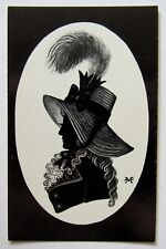 Art Postcard Silhouette Lady Hat Feather by  Mark Haddon Limited Edition 0980 picture