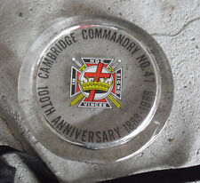 Vintage 1988 Masonic Glass Paperweight Cambridge Commandry 100 Anniversary picture
