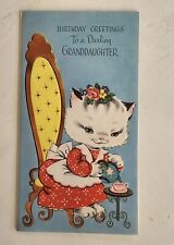 Vintage UNUSED Greeting Card Birthday Cat kitty ANTHROPOMORPHIC Kitchy  picture