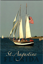 Postcard St Augustine Florida Schooner Freedom Sailboat Amercian Flag Sailing picture