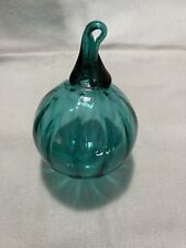Lovely Artisan Hand Blown Art Glass Christmas Ornament Teal Blue Green Paneled picture