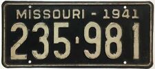 Vintage Missouri 1941 License Plate 235-981 Original Paint Good Condition picture