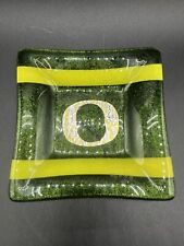 Oregon Ducks Glass Fused Art Glass Appetizer Plate Snack Signed picture