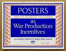 1942 War Production Incentives Poster Catalog S.D. Warren Paper Co Original WWII picture