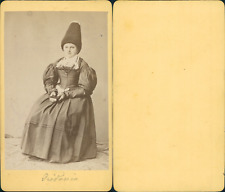 Lady in Swedish Costume, Prövnerin Vintage Albumen cdv Print. Albumi Print picture