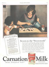 1923 Carnation Evaporated Milk Vintage Print Ad Sweet Tooth Little Girl Mother picture