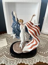 Heirloom Louis Icart Figurine Miss America 1927 Patriotic Porcelain Statue 9” picture