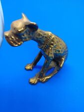 old vintage brass dog , looks like a boxer  picture