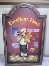 Vintage Restaurant Wall Art Large Wood Plaque With Figurines 27 x 17-1/2 picture