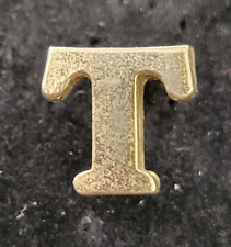 Letter T Initial gold tone Avon alphabet Lapel Badge Vest Pin Signed Capital picture