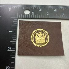 VTG c 1910s GREAT SEAL OF STATE OF NEW JERSEY Tobacco Leather Patch 372T picture