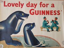 Rare GUINNESS Original Vintage Irish Beer Advertising Poster Gilroy 1950 30