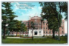 1928 Marquette Hall Dormitory Students College Department Wisconsin WI Postcard picture